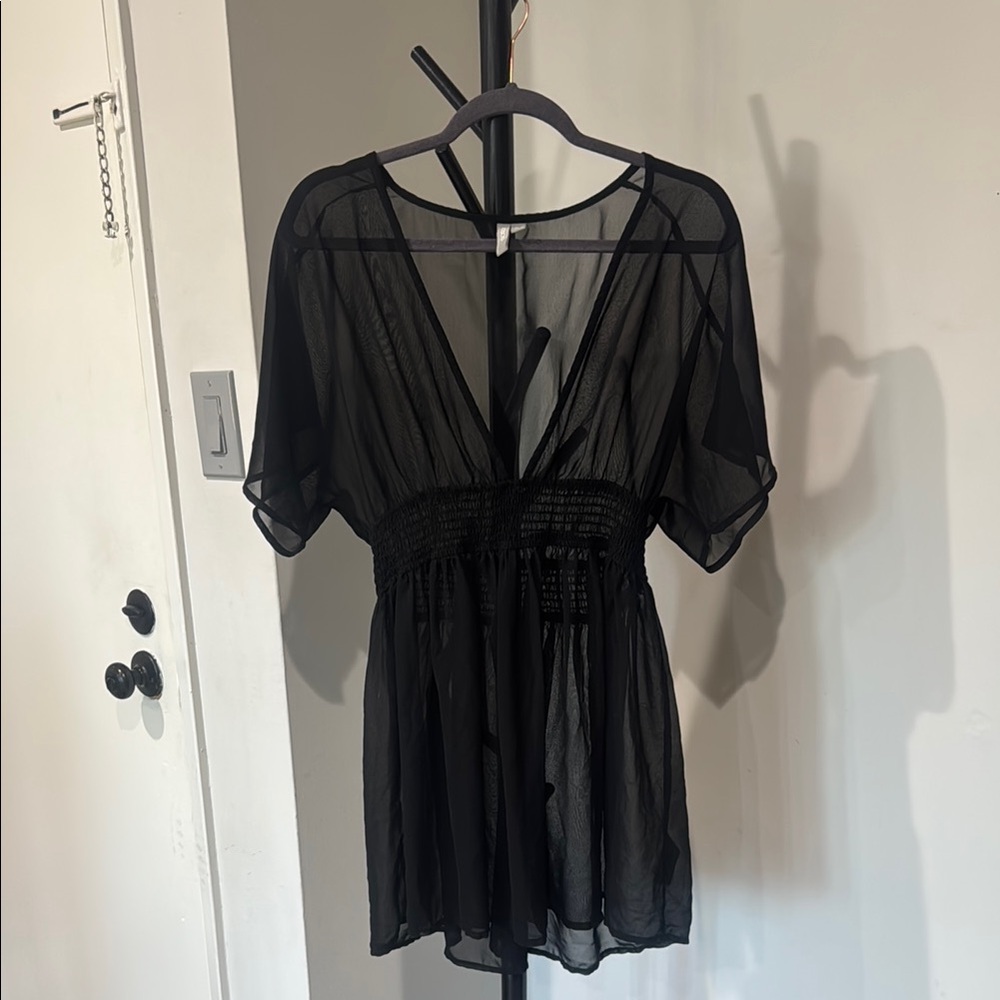 Sheer Black V-Neck Dress